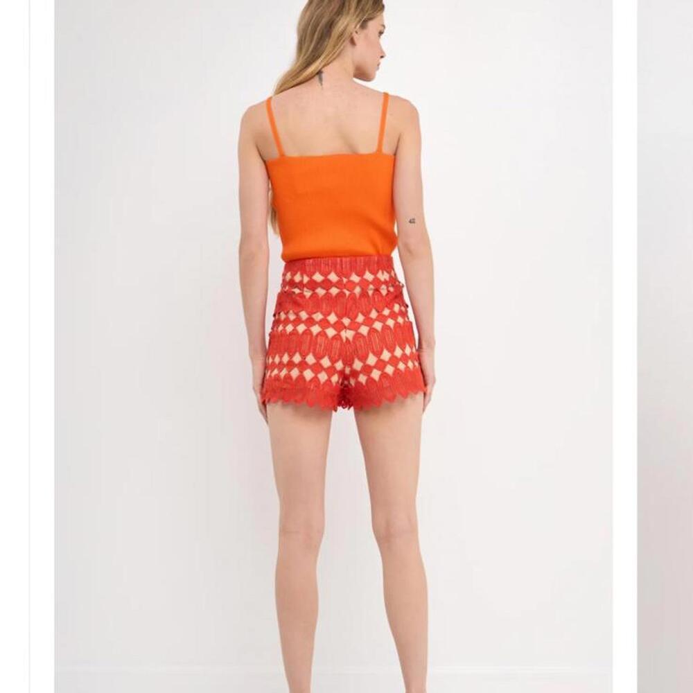NWT English Factory Orange Lace High Rise Scalloped Hem Shorts Women’s XS - Picture 15 of 15